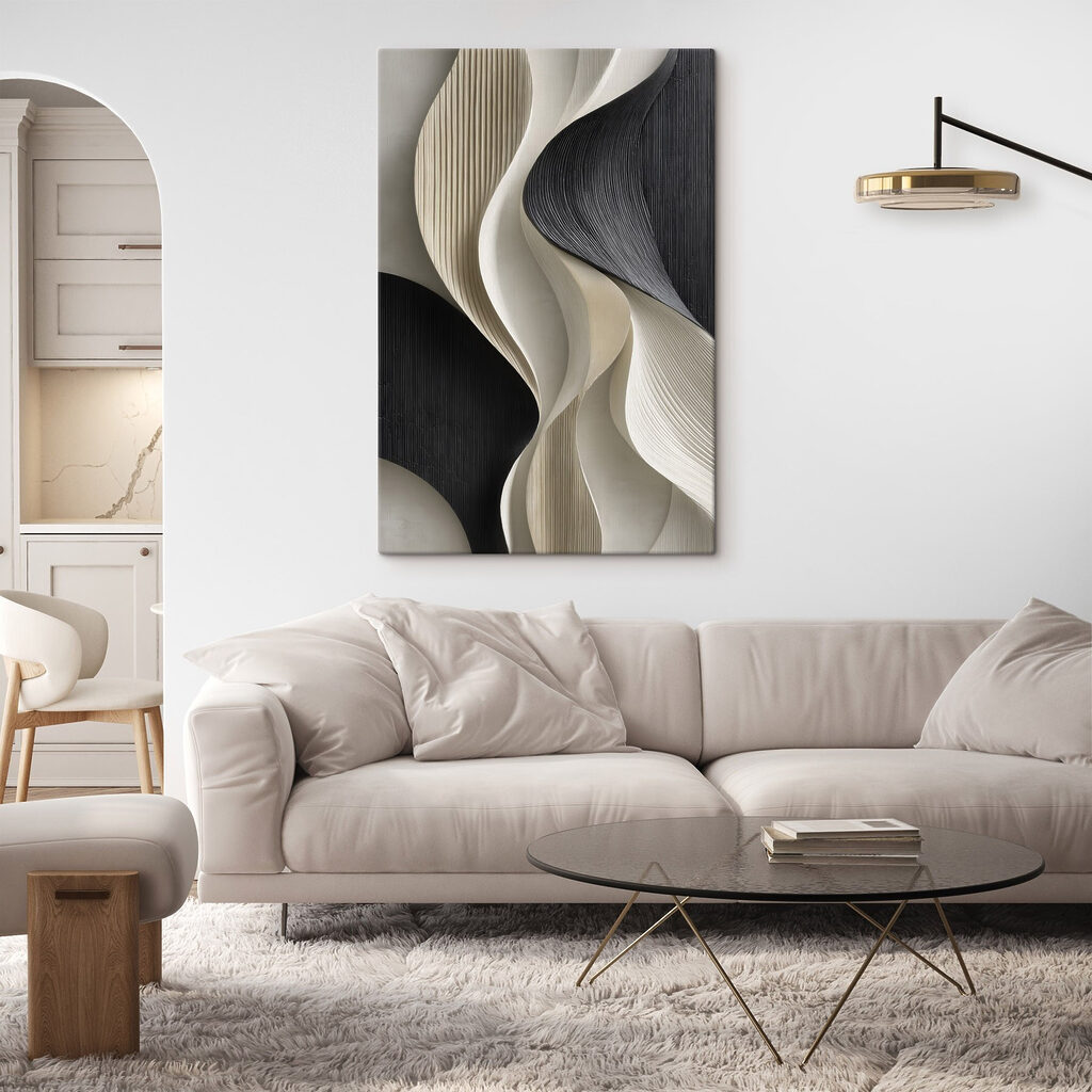 Black and white wavy wall art Black and white wavy wall art