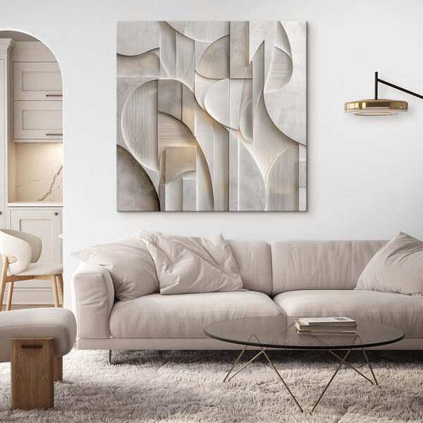 White wall with geometric shapes White wall with geometric shapes