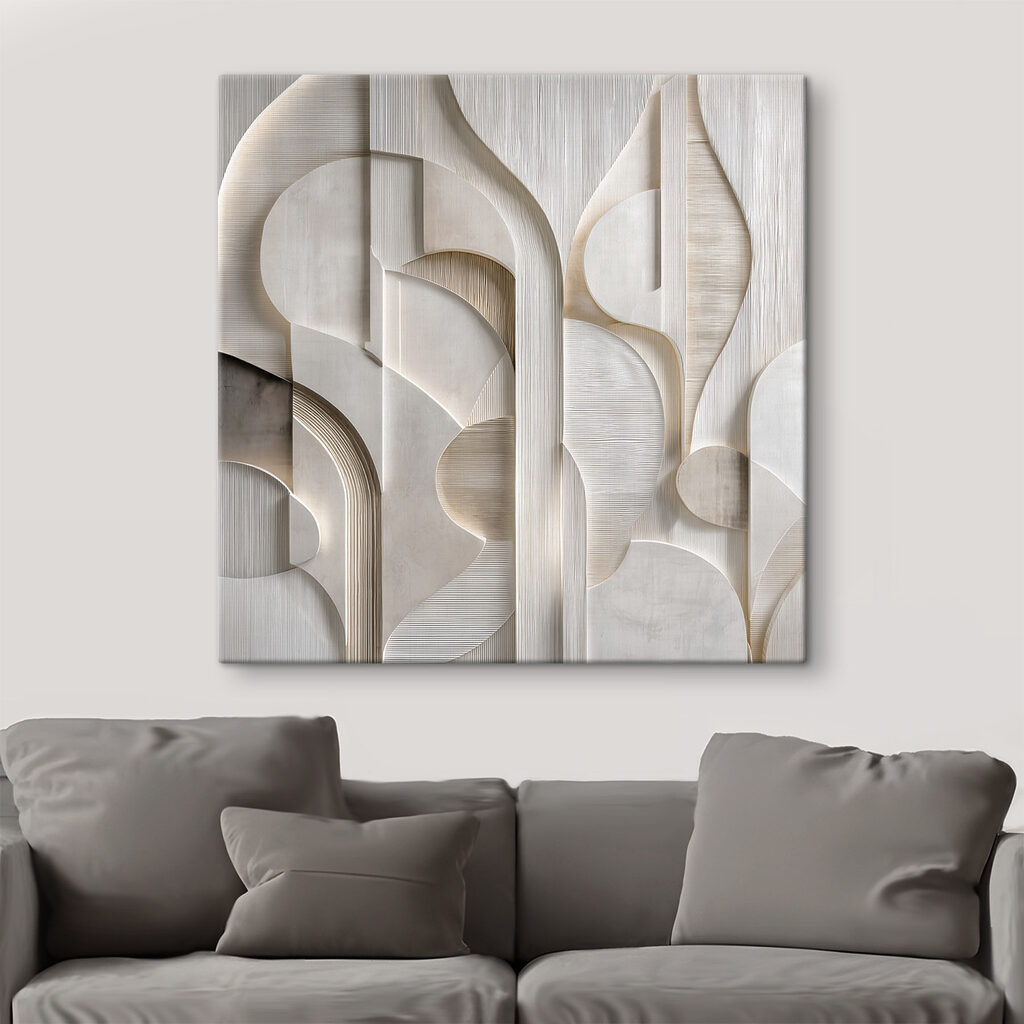 White wall with curved lines and curves White wall with curved lines and curves