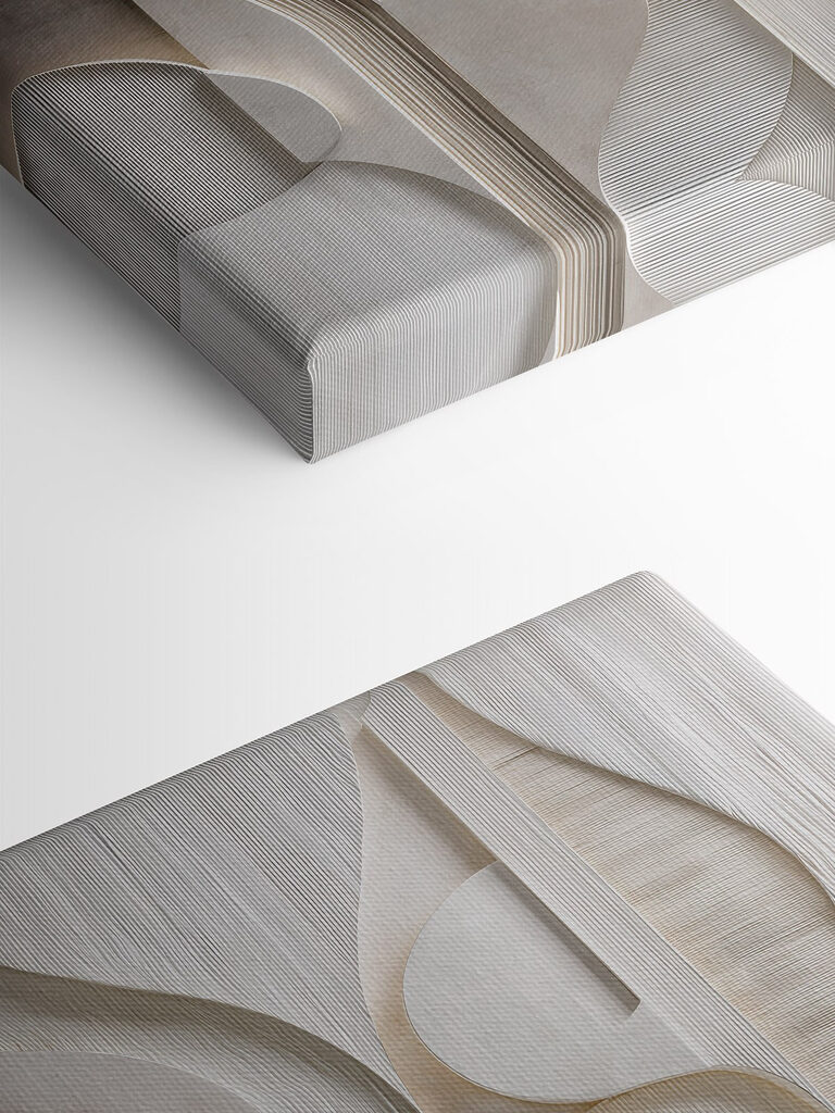 White wall with curved lines and curves White wall with curved lines and curves