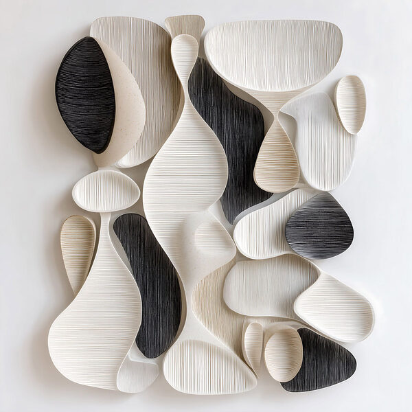 Wall art made of black and white shapes Wall art made of black and white shapes