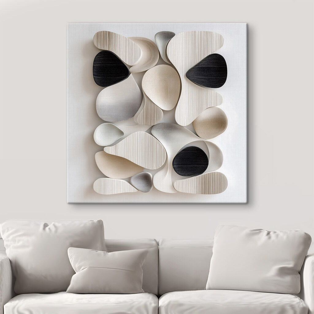 Wall art of black and white shapes Wall art of black and white shapes