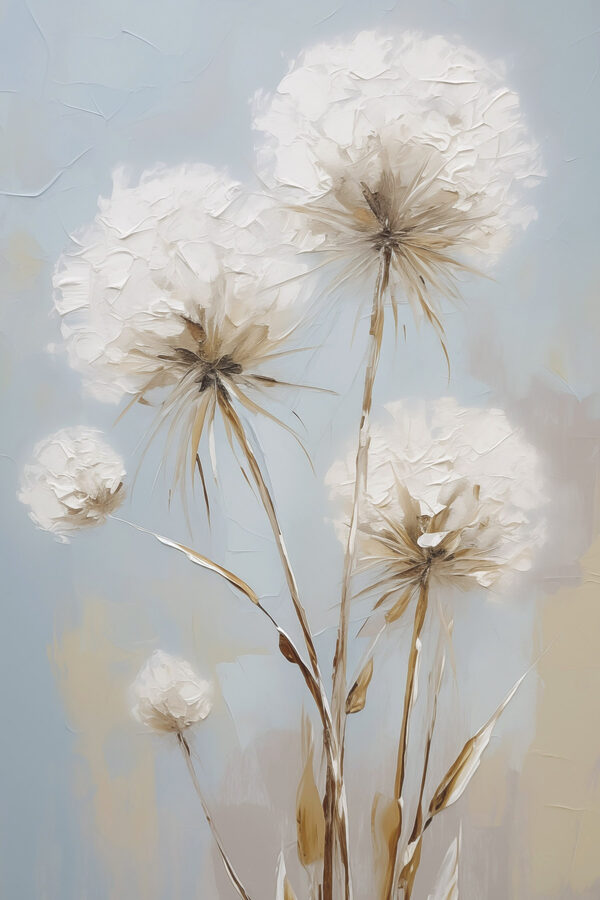 Painting of flowers on a blue background