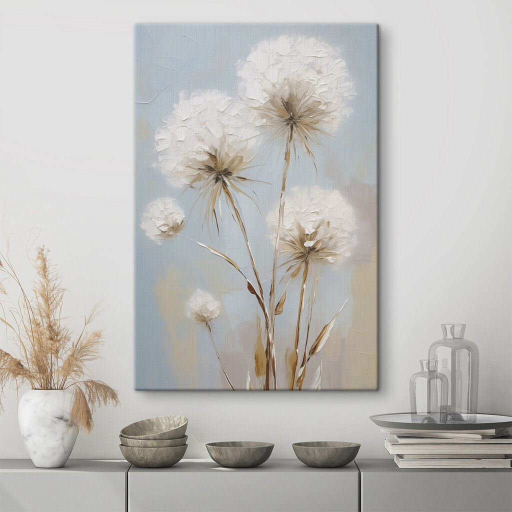 Painting of flowers on a blue background