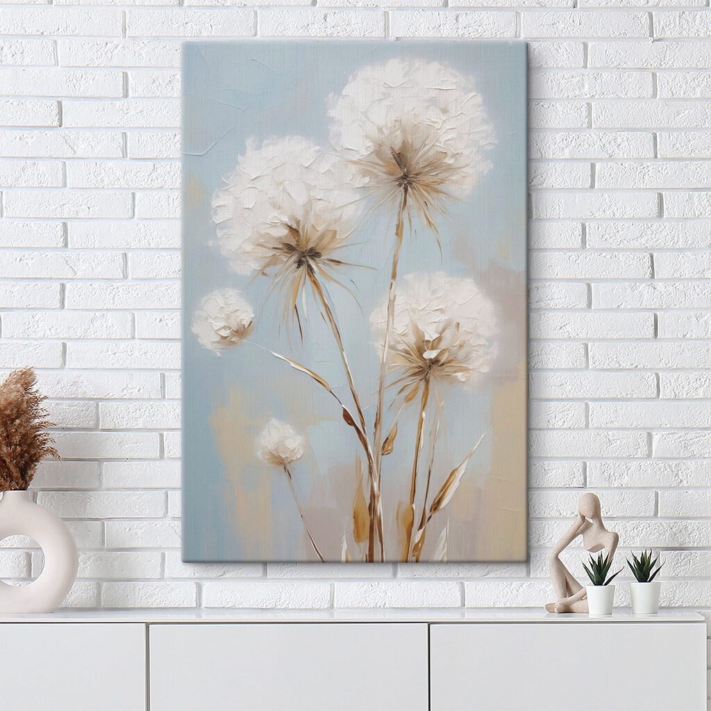 Painting of flowers on a blue background