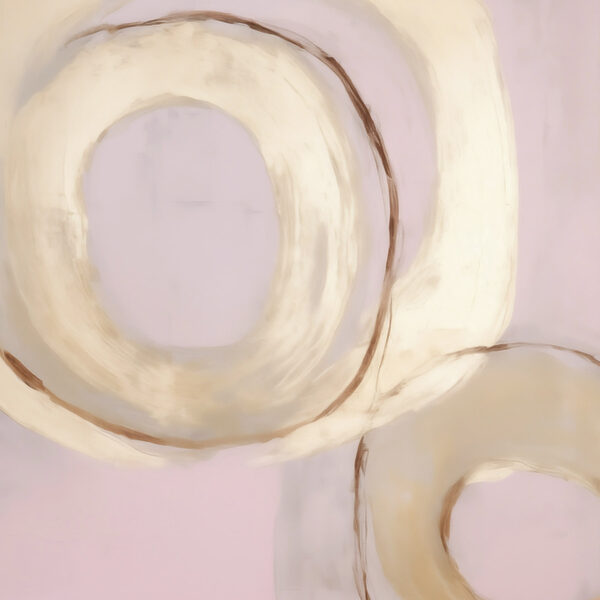 Painting of circles on a pink background