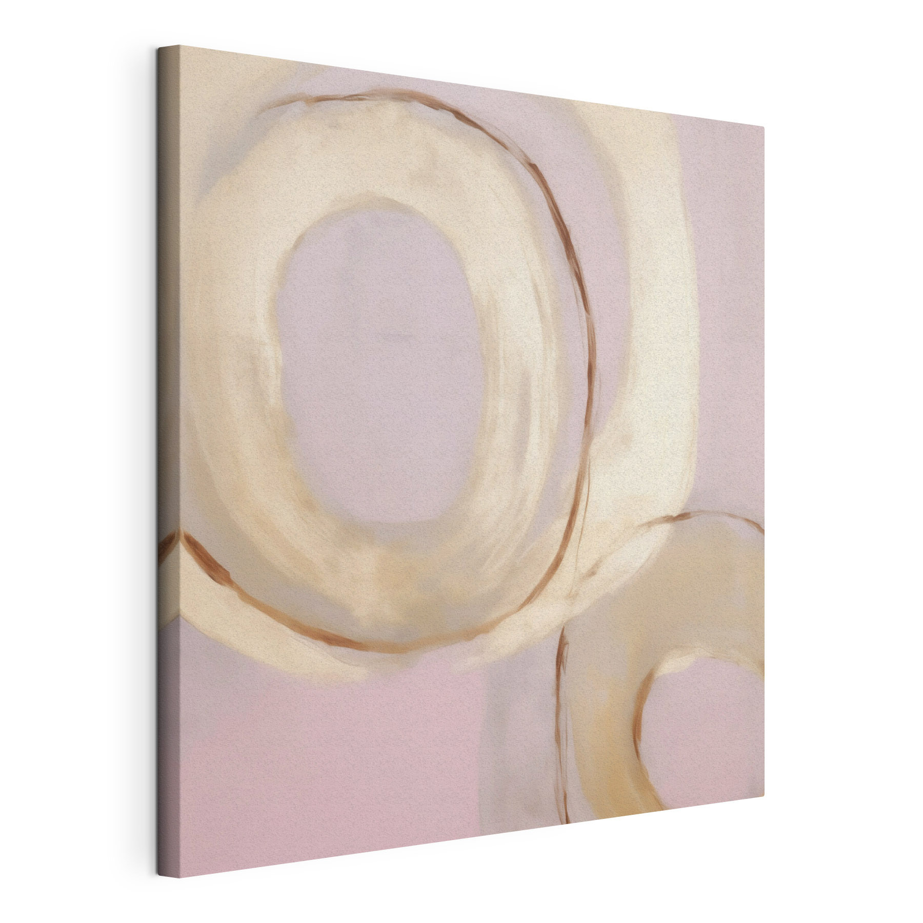 Painting of circles on a pink background