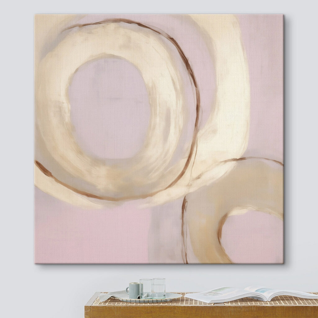 Painting of circles on a pink background