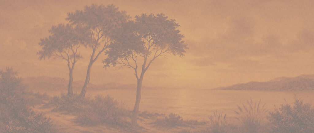 Trees on a hill by the water Trees on a hill by the water