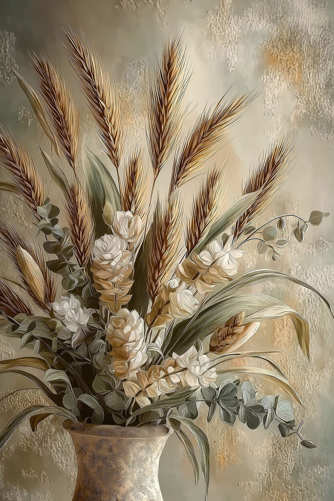 Painting of a bouquet of wheat