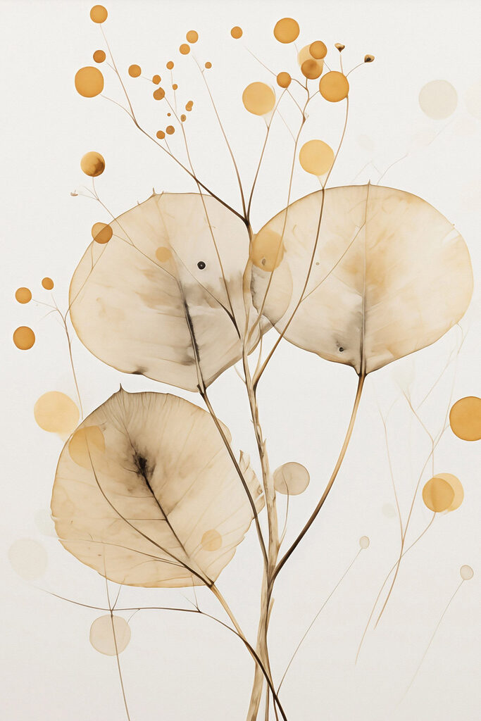 Delicate leaves with soft circular accents Delicate leaves with soft circular accents