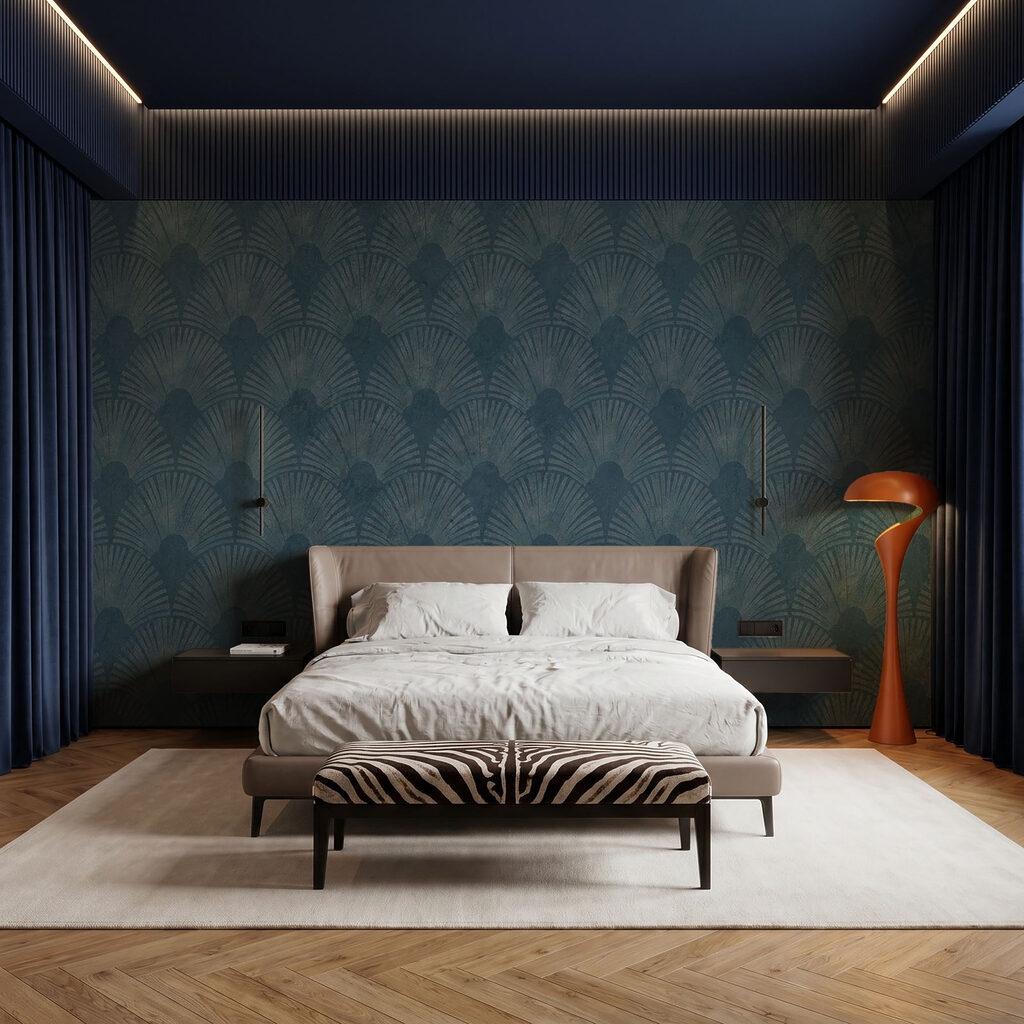 Blaue Tapete mit Muster Blaue Tapete mit Muster