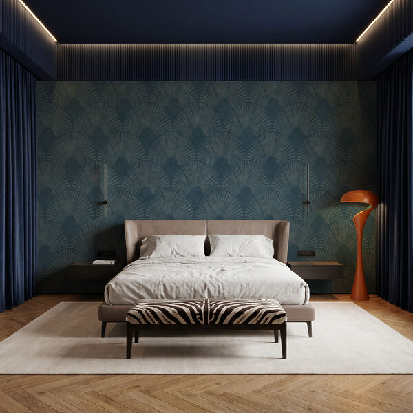 Blaue Tapete mit Muster Blaue Tapete mit Muster