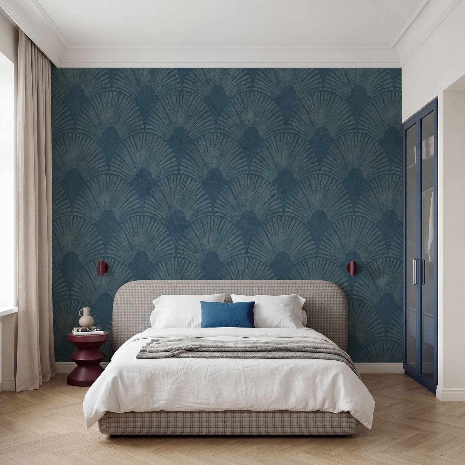 Blaue Tapete mit Muster Blaue Tapete mit Muster