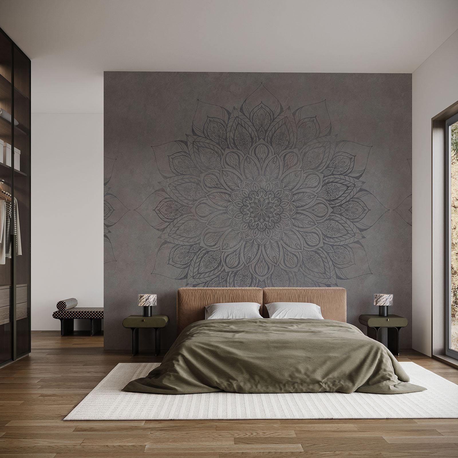 Graues und schwarzes Mandala Graues und schwarzes Mandala