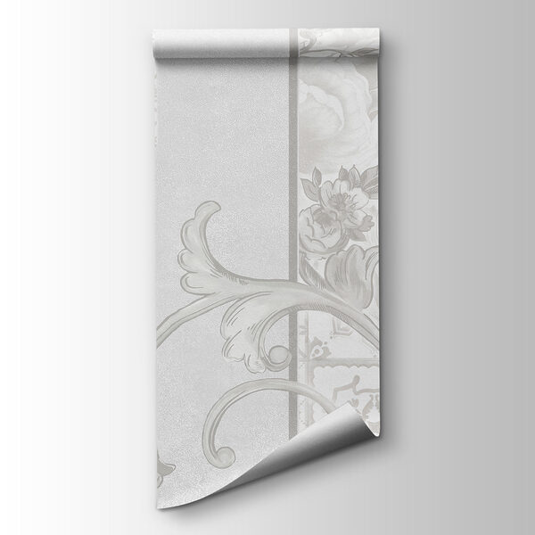 White wallpaper with floral designs White wallpaper with floral designs