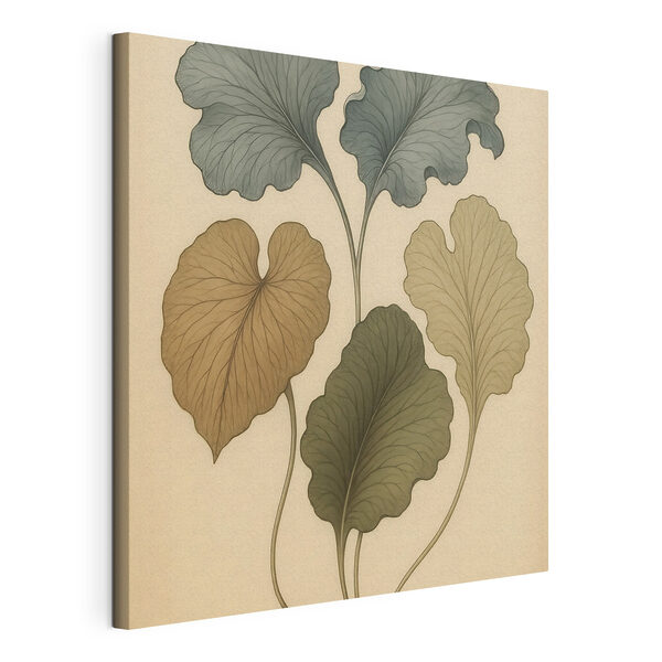 Drawing of leaves on a white surface