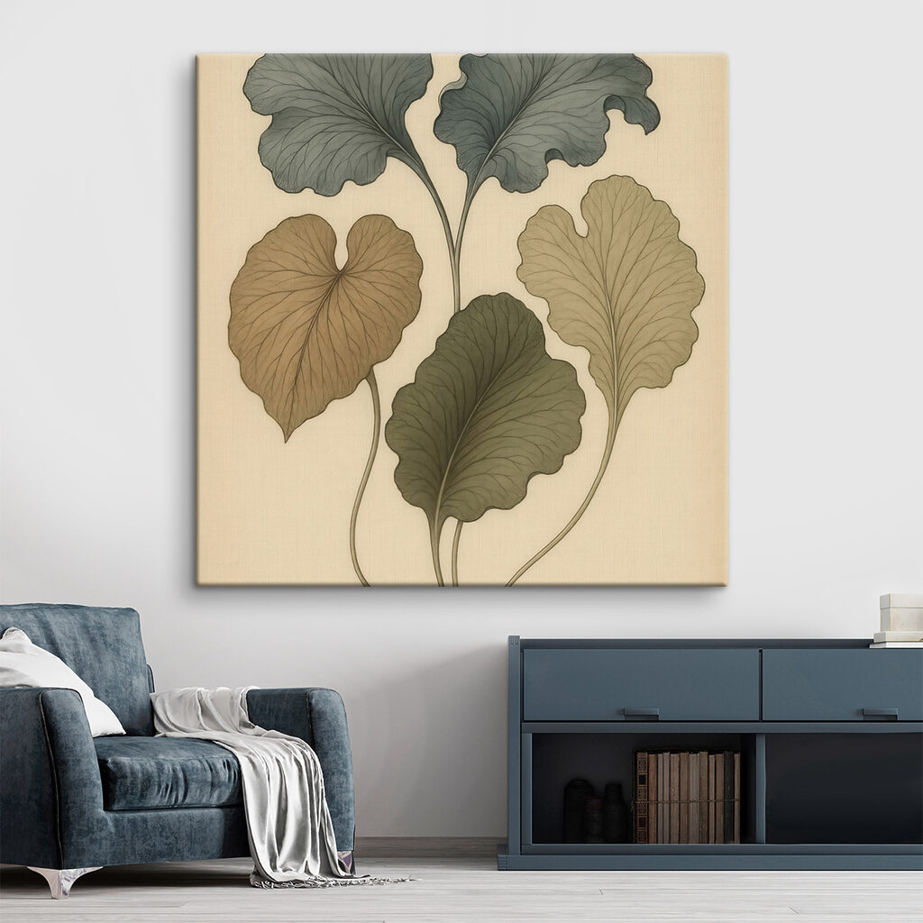 Drawing of leaves on a white surface