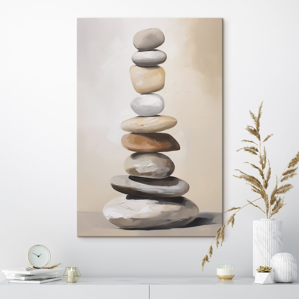 Painting of a stack of rocks
