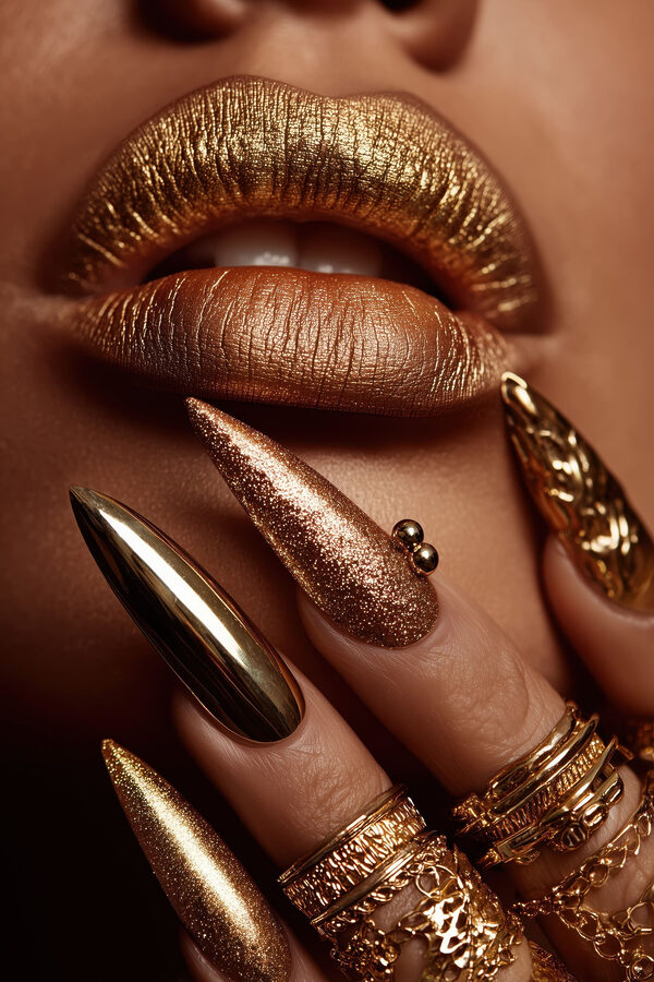 Glamorous nails and lips ensemble