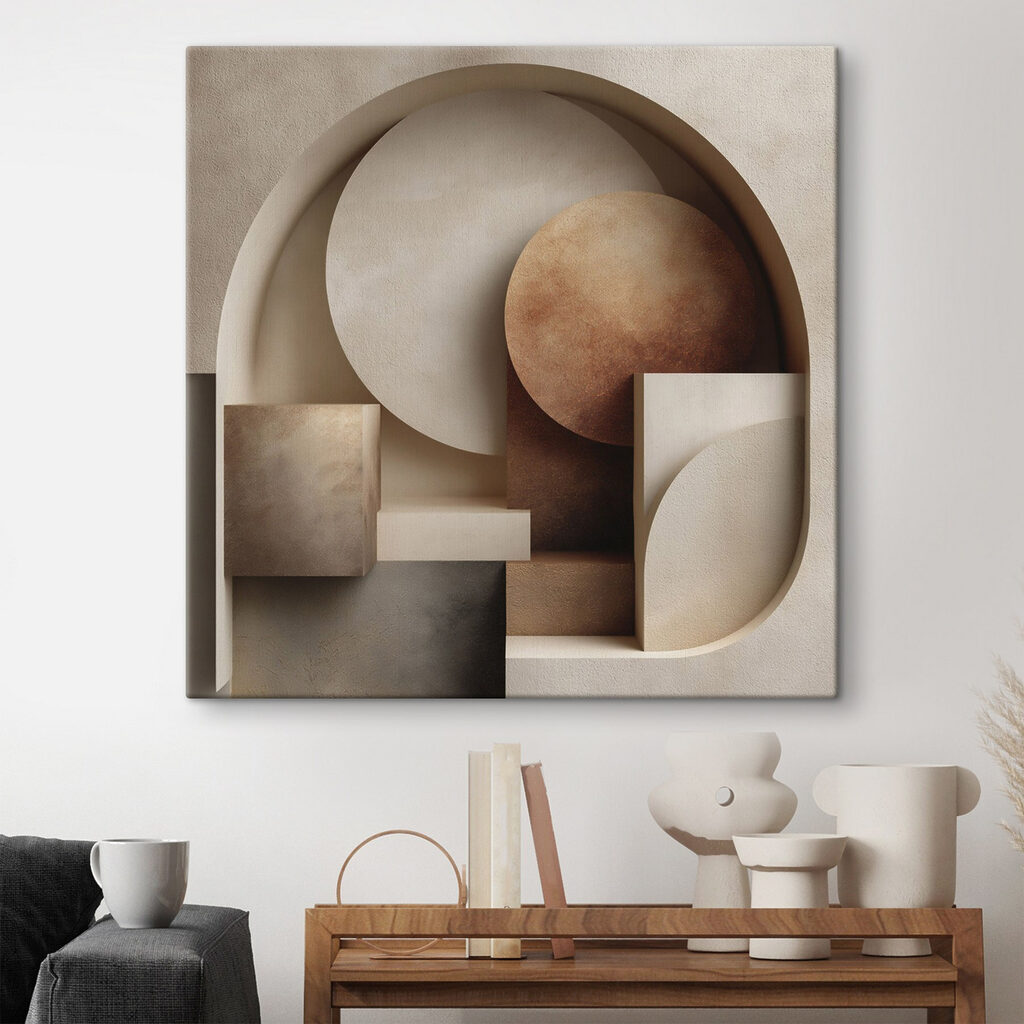 Group of geometric shapes in a wall