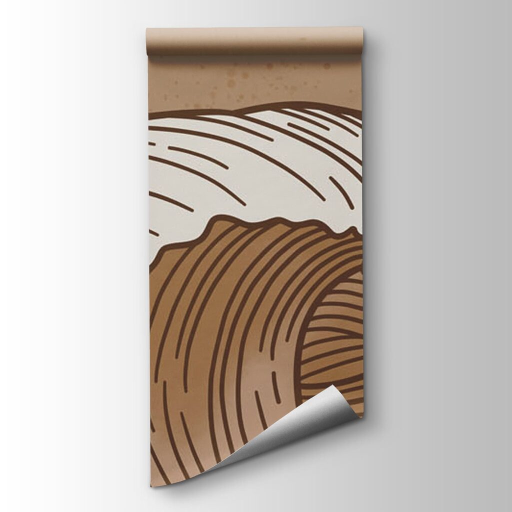 Drawing of waves in brown and white