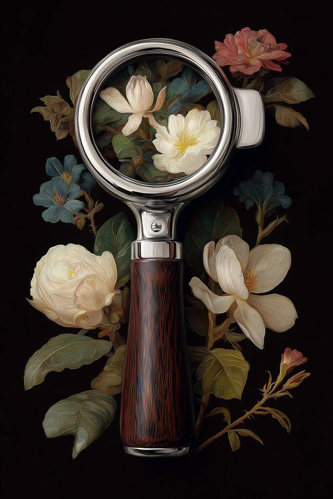 Magnifying glass with flowers