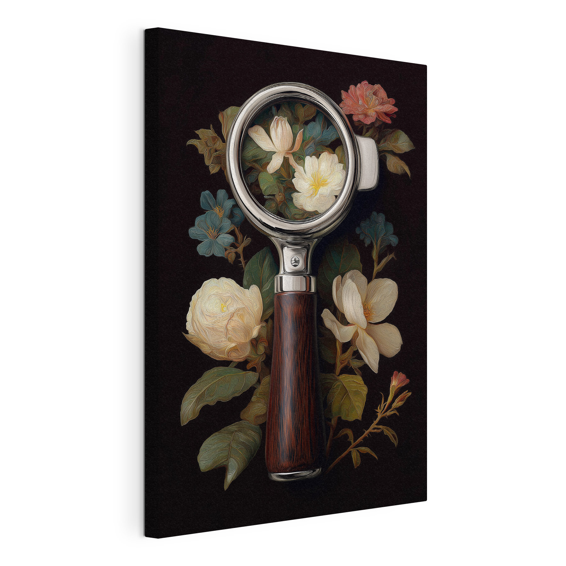 Magnifying glass with flowers