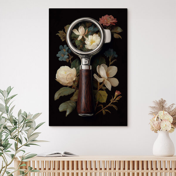Magnifying glass with flowers