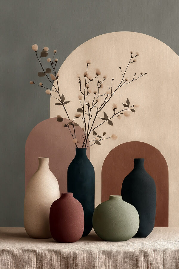 Group of vases with flowers in them Group of vases with flowers in them