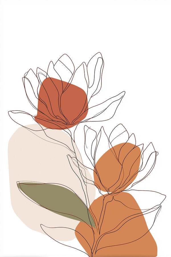Drawing of flowers with orange circles