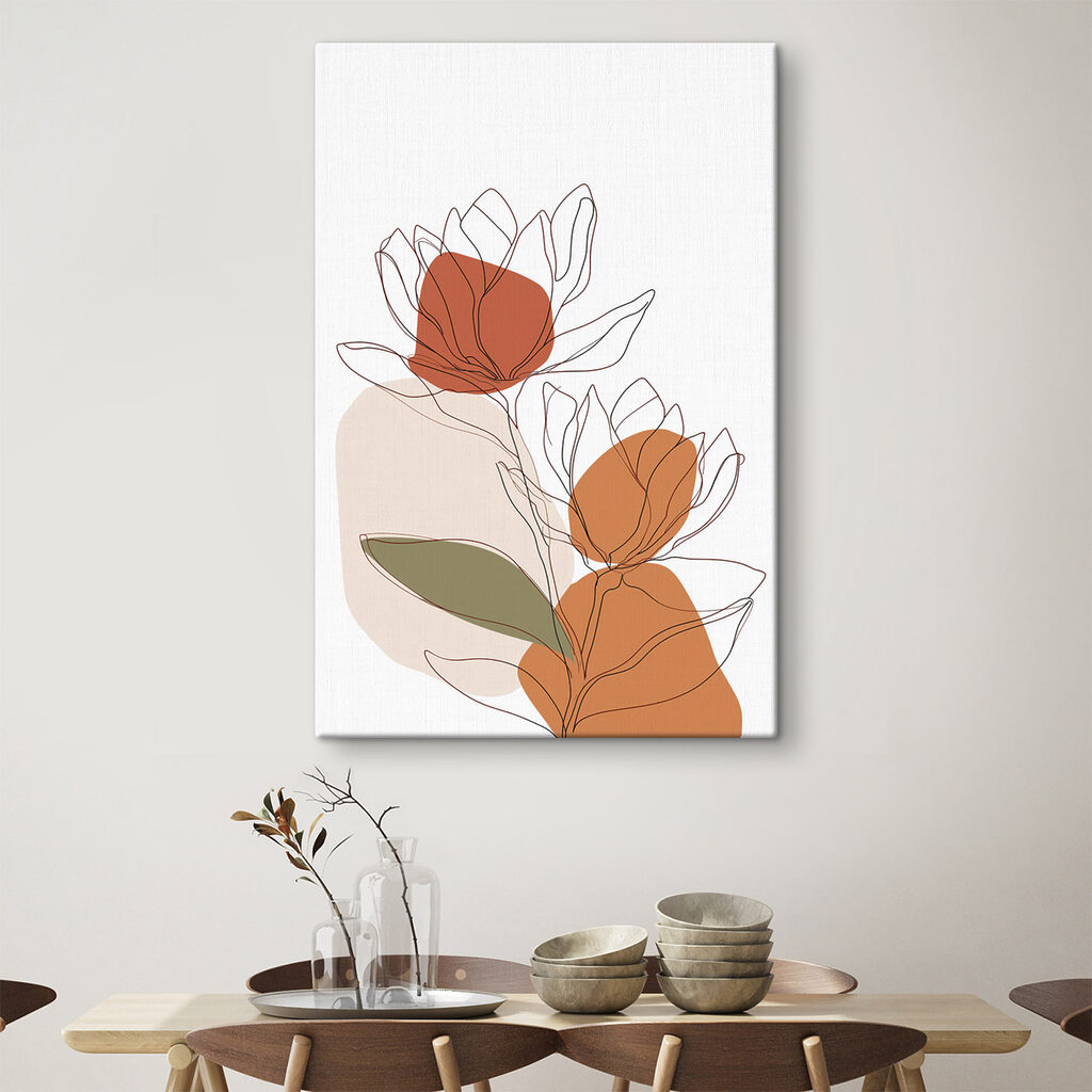 Drawing of flowers with orange circles