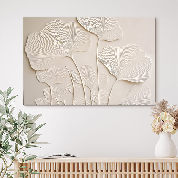 White wall with leaves