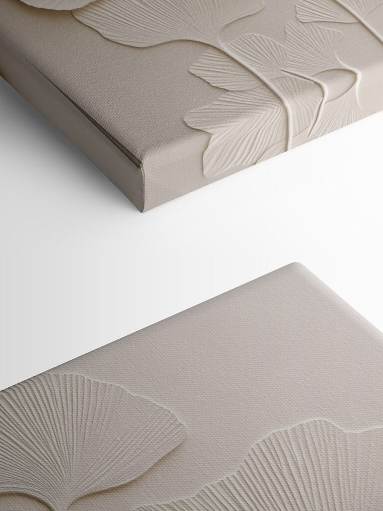 White wall with leaves