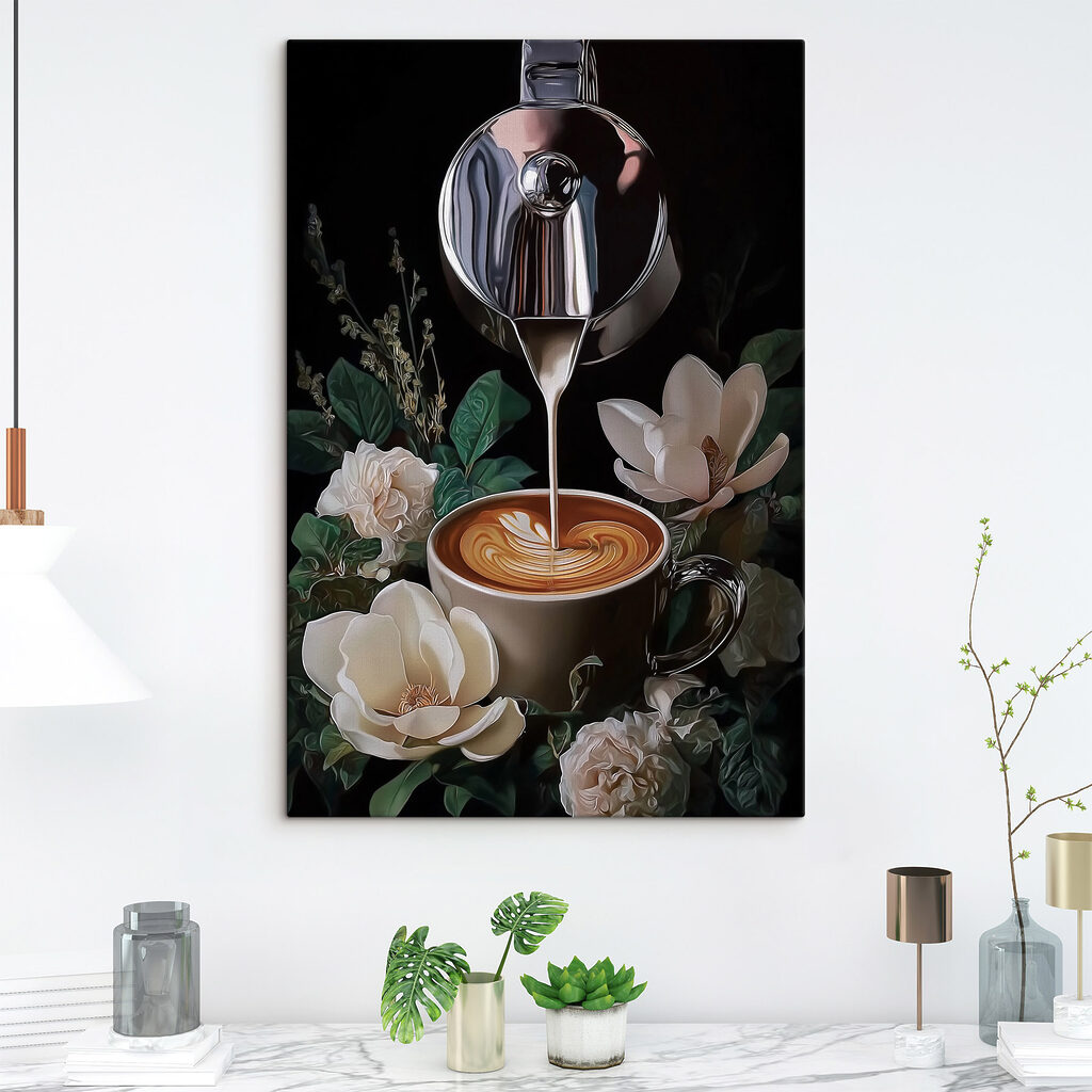 Person pouring milk into a cup of coffee