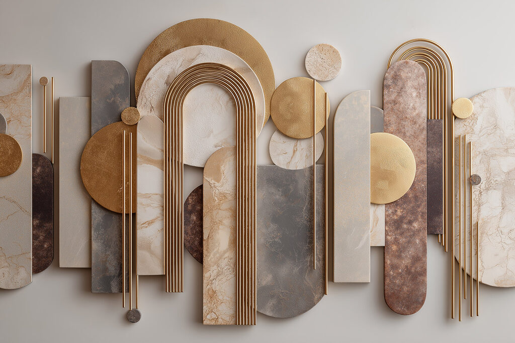 Wall art of various shapes and colors