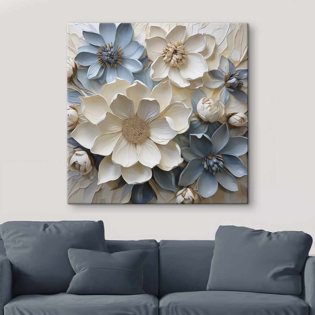 Group of white and blue flowers