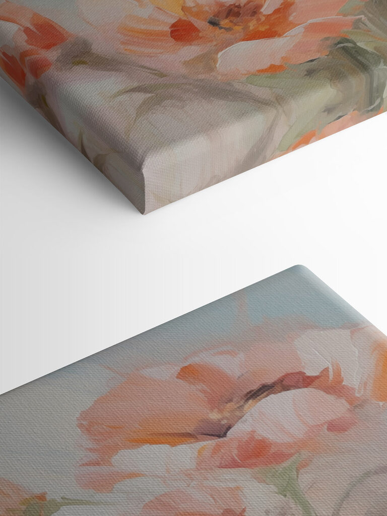 Painting of flowers on a white surface