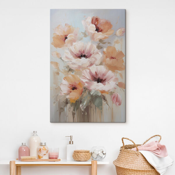 Painting of flowers on a white surface Painting of flowers on a white surface