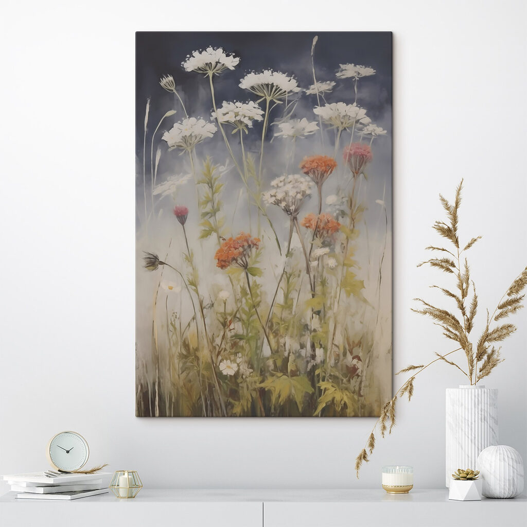 Painting of flowers in a field