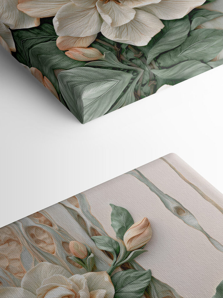 Group of white flowers with green leaves