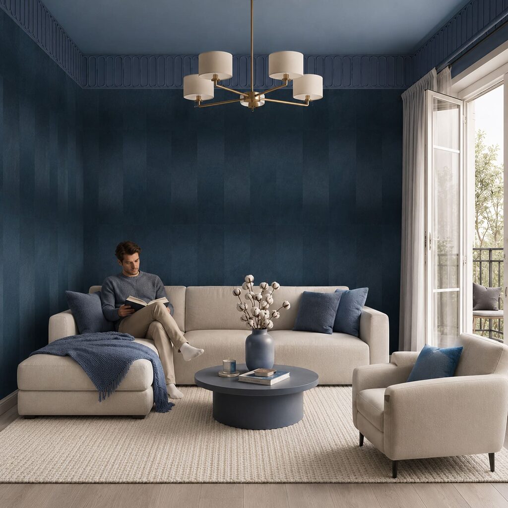 Blau-grau gestreifte Wand Blau-grau gestreifte Wand