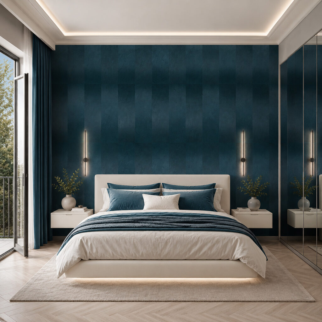Blau-grau gestreifte Wand Blau-grau gestreifte Wand