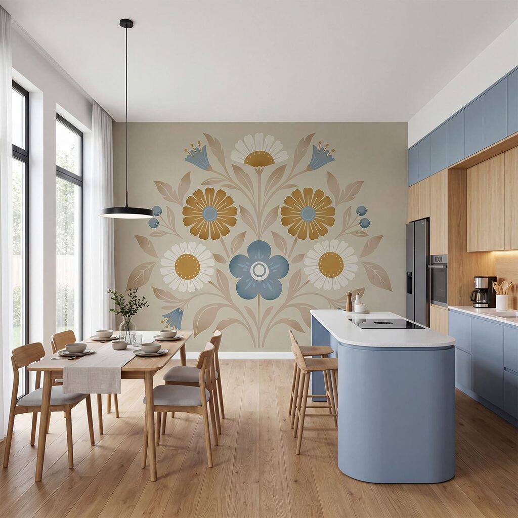 Blumenmotiv an einer Wand