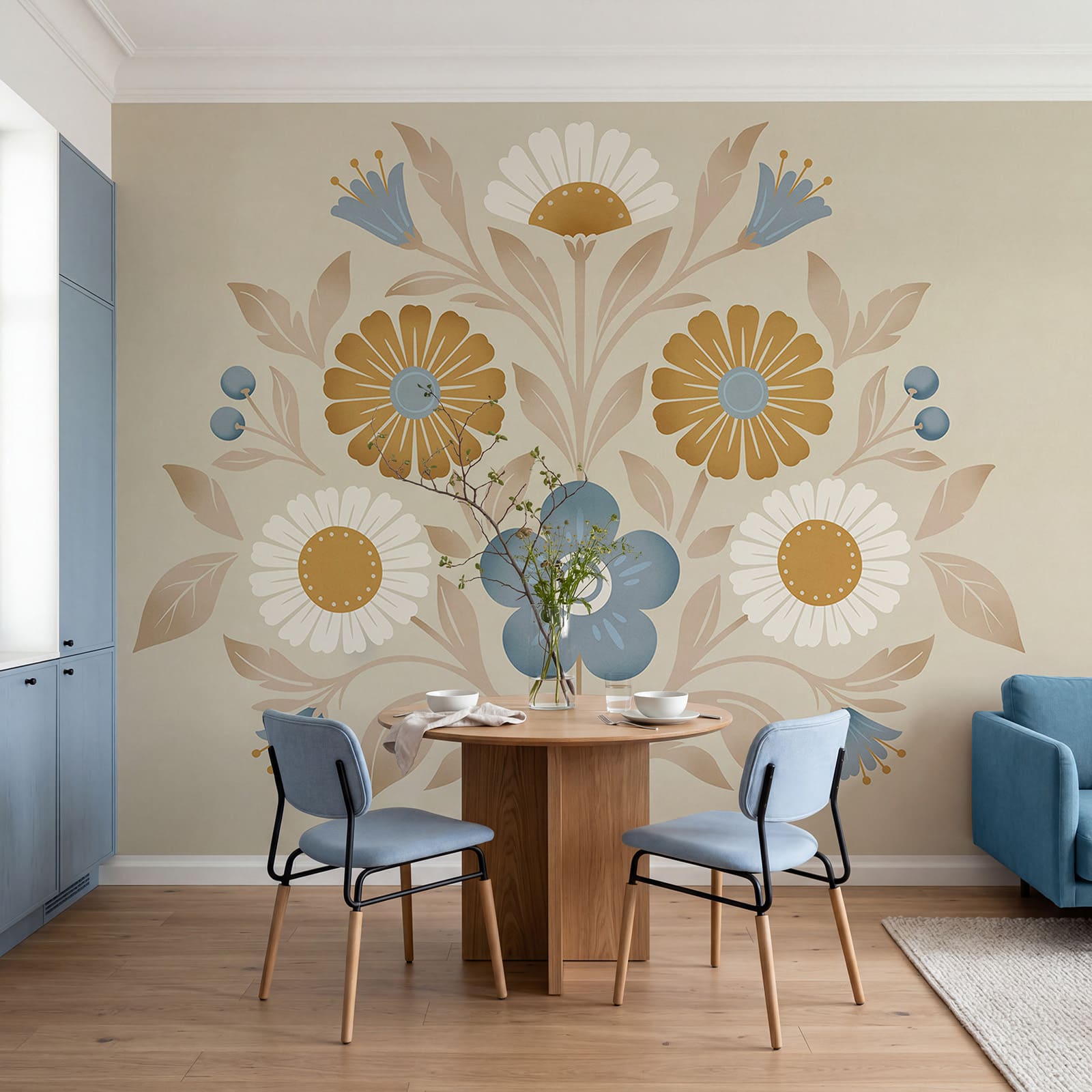 Blumenmotiv an einer Wand