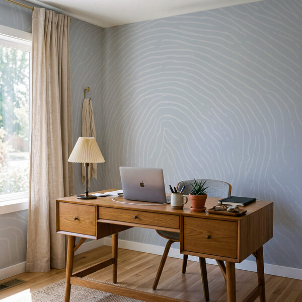 Weiße Linien auf blauem Hintergrund