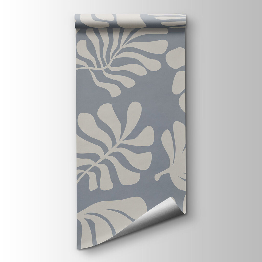 Pattern of white leaves on a gray background