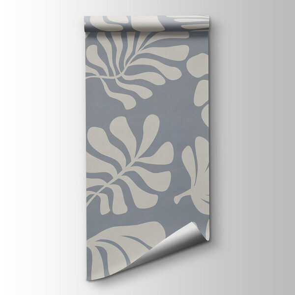 Pattern of white leaves on a gray background