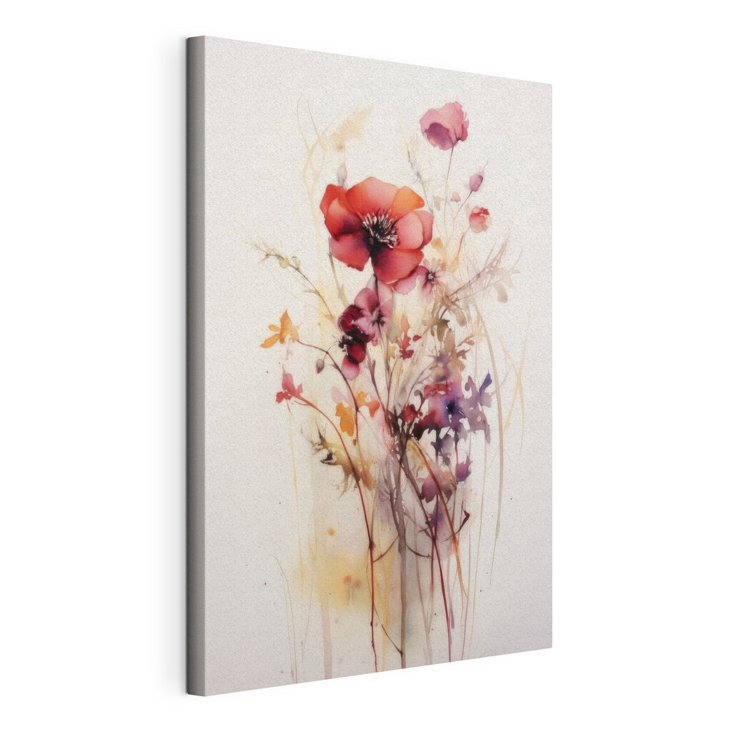 A painting of flowers on a white background A painting of flowers on a white background