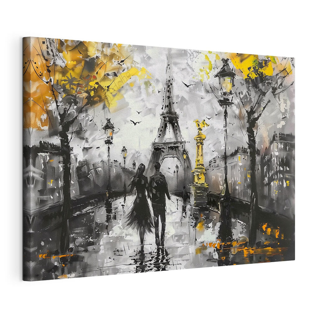 Couple strolling in Parisian art Couple strolling in Parisian art